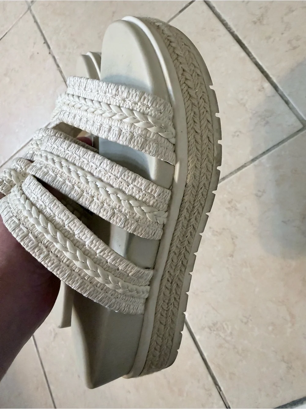 MIA Woven Strap Slide Sandals - Cream